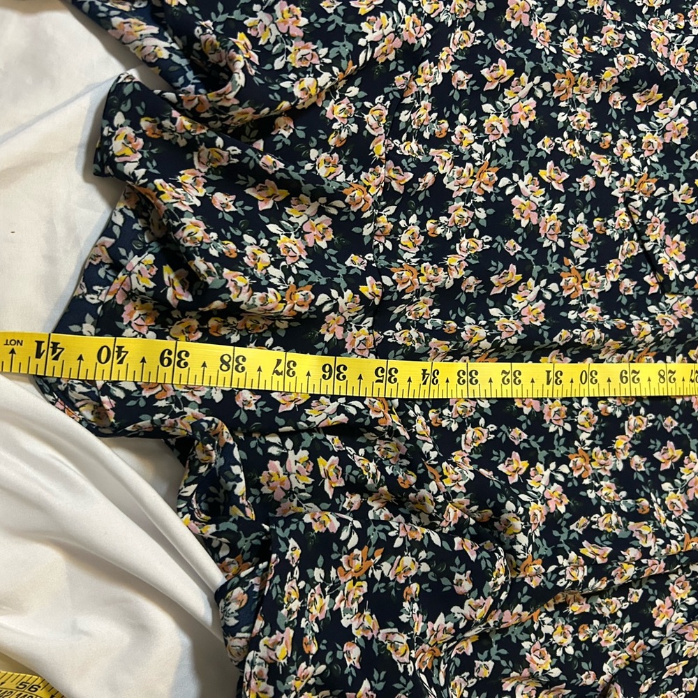 Max Studio Floral Print Ruffle Sleeve Tie Waist Dress Navy Pink Size 1X. NWOT - Picture 13 of 14
